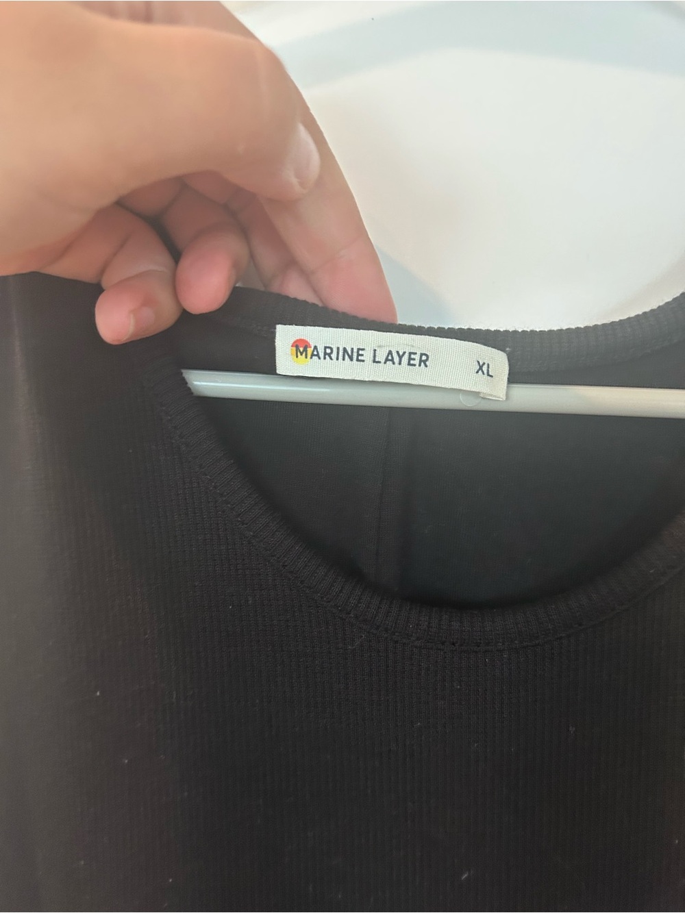 Marine Layer Black Ribbed Crew Neck Sweater